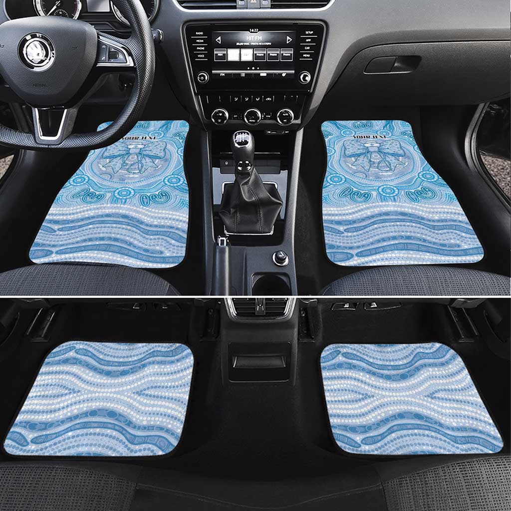 Aussie Nurse Personalised Car Mats Blue Stethoscope Coquette Bow Aboriginal Dot Art