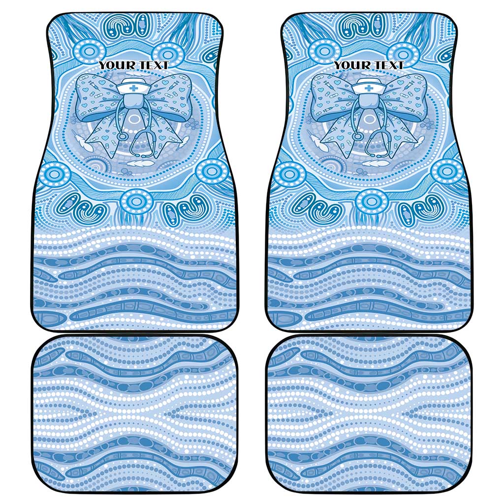 Aussie Nurse Personalised Car Mats Blue Stethoscope Coquette Bow Aboriginal Dot Art