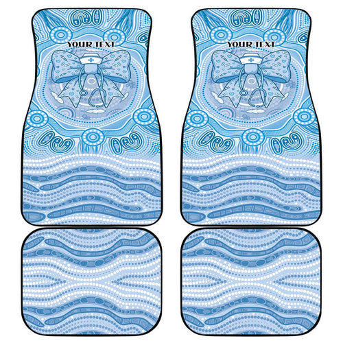 Aussie Nurse Personalised Car Mats Blue Stethoscope Coquette Bow Aboriginal Dot Art