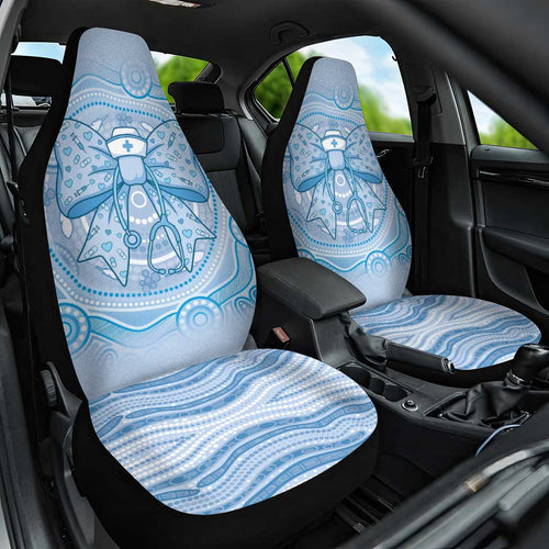 Aussie Nurse Car Seat Cover Blue Stethoscope Coquette Bow Aboriginal Dot Art