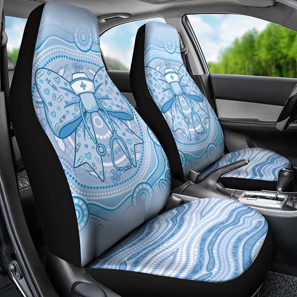 Aussie Nurse Car Seat Cover Blue Stethoscope Coquette Bow Aboriginal Dot Art
