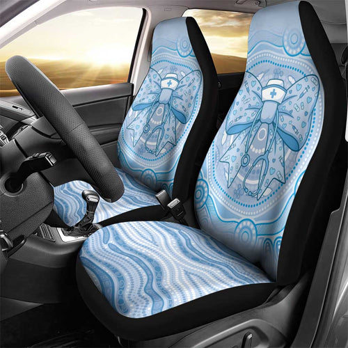 Aussie Nurse Car Seat Cover Blue Stethoscope Coquette Bow Aboriginal Dot Art