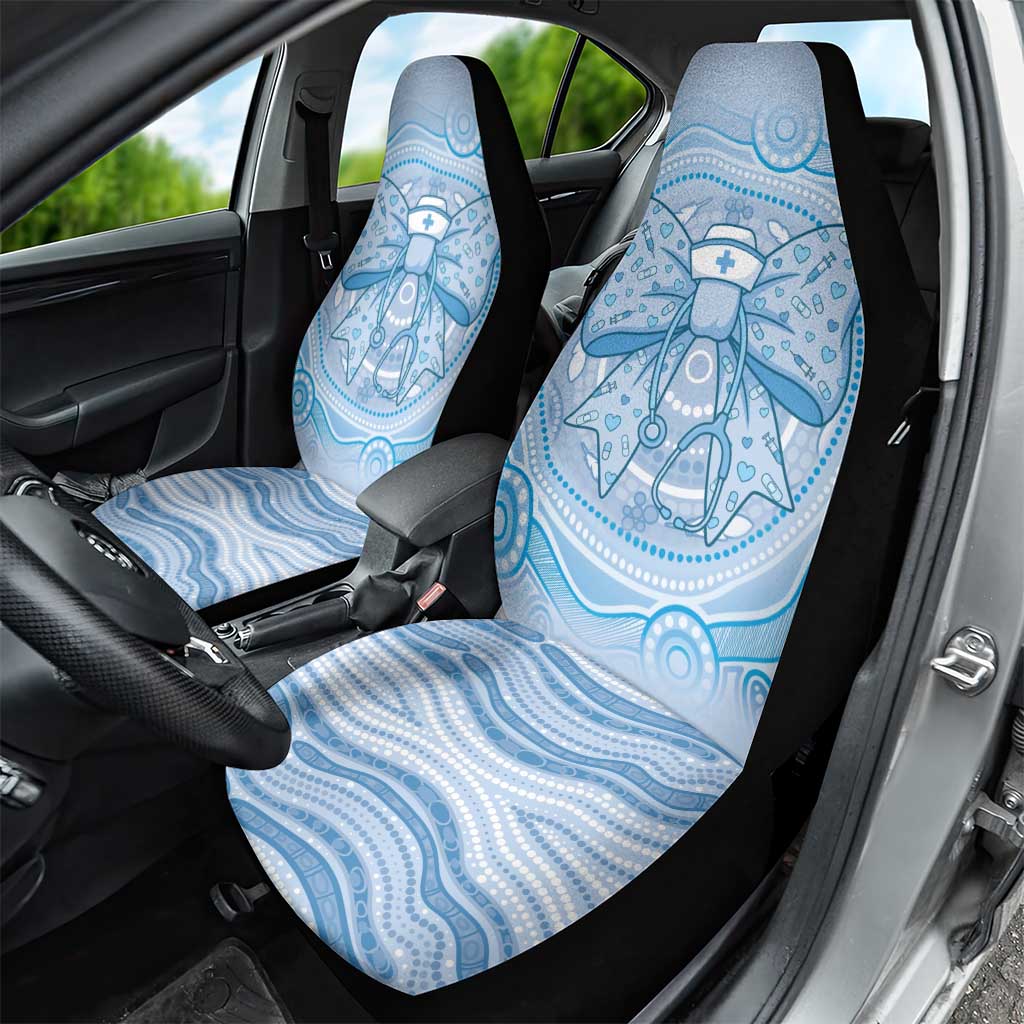 Aussie Nurse Car Seat Cover Blue Stethoscope Coquette Bow Aboriginal Dot Art