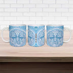 Aussie Nurse Personalised Ceramic Mug Blue Stethoscope Coquette Bow Aboriginal Dot Art