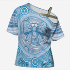 Aussie Nurse Personalised Cross Shoulder Shirt Blue Stethoscope Coquette Bow Aboriginal Dot Art