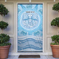 Aussie Nurse Personalised Door Cover Blue Stethoscope Coquette Bow Aboriginal Dot Art