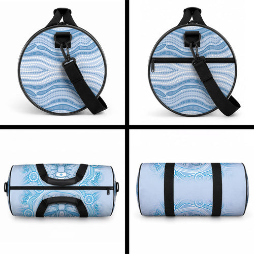 Aussie Nurse Duffle Bag Blue Stethoscope Coquette Bow Aboriginal Dot Art