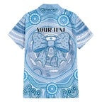 Aussie Nurse Personalised Family Matching Off Shoulder Maxi Dress and Hawaiian Shirt Blue Stethoscope Coquette Bow Aboriginal Dot Art