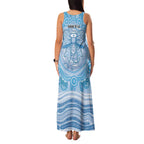 Aussie Nurse Personalised Family Matching Tank Maxi Dress and Hawaiian Shirt Blue Stethoscope Coquette Bow Aboriginal Dot Art