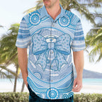 Aussie Nurse Personalised Hawaiian Shirt Blue Stethoscope Coquette Bow Aboriginal Dot Art