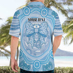 Aussie Nurse Personalised Hawaiian Shirt Blue Stethoscope Coquette Bow Aboriginal Dot Art