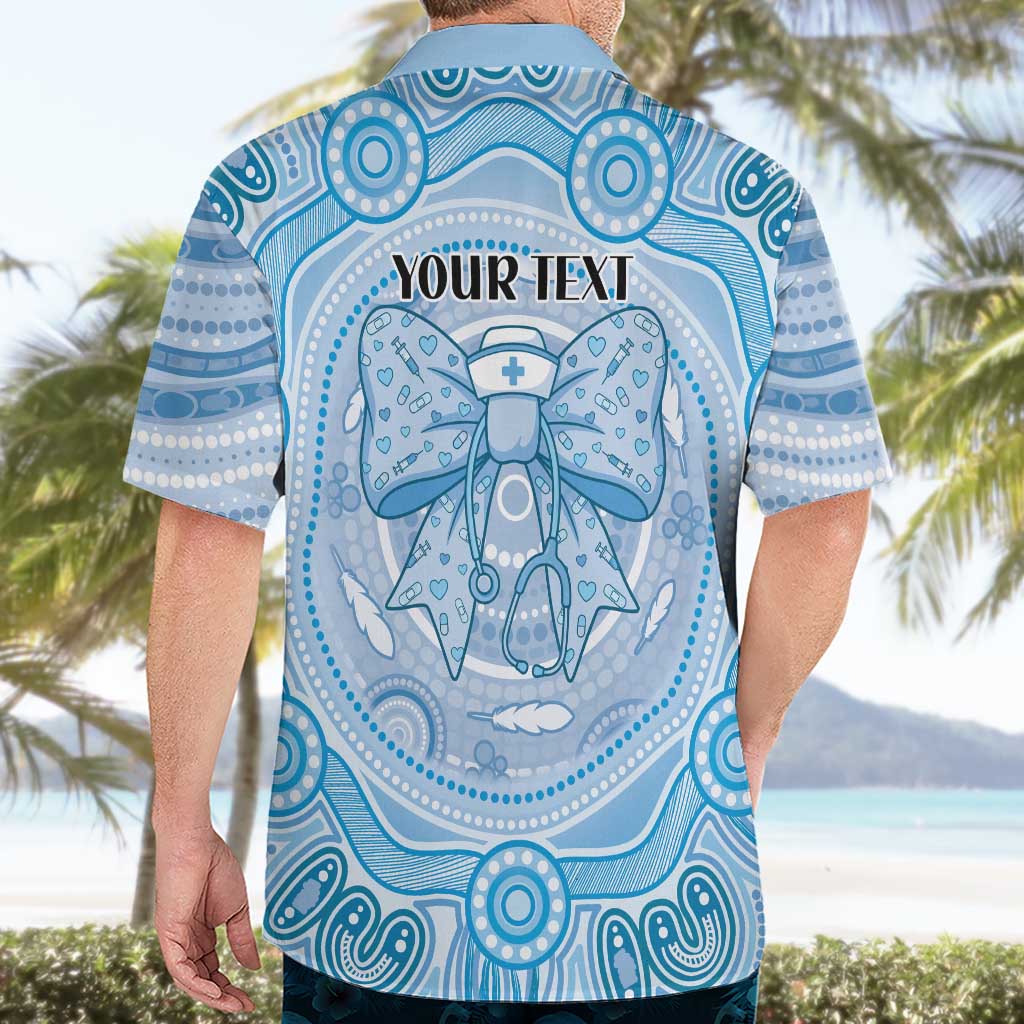 Aussie Nurse Personalised Hawaiian Shirt Blue Stethoscope Coquette Bow Aboriginal Dot Art