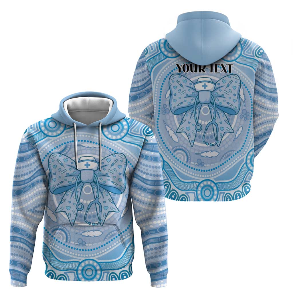 Aussie Nurse Personalised Hoodie Blue Stethoscope Coquette Bow Aboriginal Dot Art