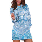 Aussie Nurse Personalised Hoodie Dress Blue Stethoscope Coquette Bow Aboriginal Dot Art