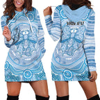 Aussie Nurse Personalised Hoodie Dress Blue Stethoscope Coquette Bow Aboriginal Dot Art