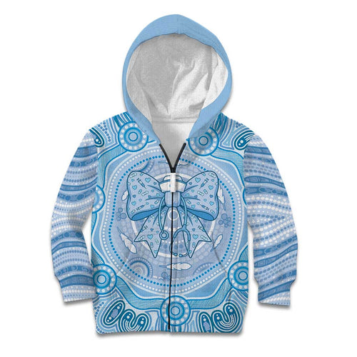 Aussie Nurse Personalised Kid Hoodie Blue Stethoscope Coquette Bow Aboriginal Dot Art