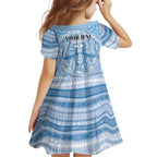 Aussie Nurse Personalised Kid Short Sleeve Dress Blue Stethoscope Coquette Bow Aboriginal Dot Art