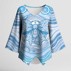 Aussie Nurse Personalised Kimono Sleeve Blouse Blue Stethoscope Coquette Bow Aboriginal Dot Art