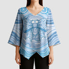 Aussie Nurse Personalised Kimono Sleeve Blouse Blue Stethoscope Coquette Bow Aboriginal Dot Art