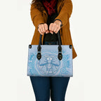 Aussie Nurse Leather Bag Blue Stethoscope Coquette Bow Aboriginal Dot Art