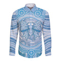 Aussie Nurse Personalised Long Sleeve Button Shirt Blue Stethoscope Coquette Bow Aboriginal Dot Art