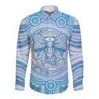 Aussie Nurse Personalised Long Sleeve Button Shirt Blue Stethoscope Coquette Bow Aboriginal Dot Art