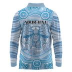 Aussie Nurse Personalised Long Sleeve Polo Shirt Blue Stethoscope Coquette Bow Aboriginal Dot Art