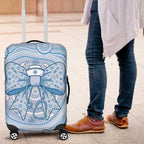 Aussie Nurse Luggage Cover Blue Stethoscope Coquette Bow Aboriginal Dot Art
