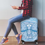 Aussie Nurse Luggage Cover Blue Stethoscope Coquette Bow Aboriginal Dot Art