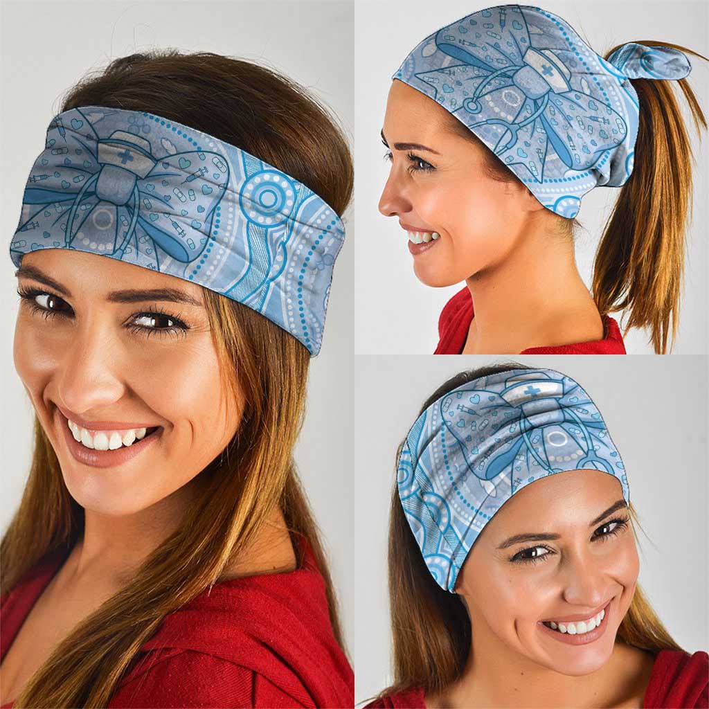 Aussie Nurse Neck Gaiter Blue Stethoscope Coquette Bow Aboriginal Dot Art