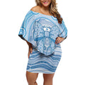 Aussie Nurse Personalised Off Shoulder Short Dress Blue Stethoscope Coquette Bow Aboriginal Dot Art