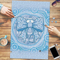 Aussie Nurse Puzzle Blue Stethoscope Coquette Bow Aboriginal Dot Art
