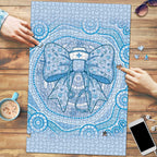 Aussie Nurse Puzzle Blue Stethoscope Coquette Bow Aboriginal Dot Art