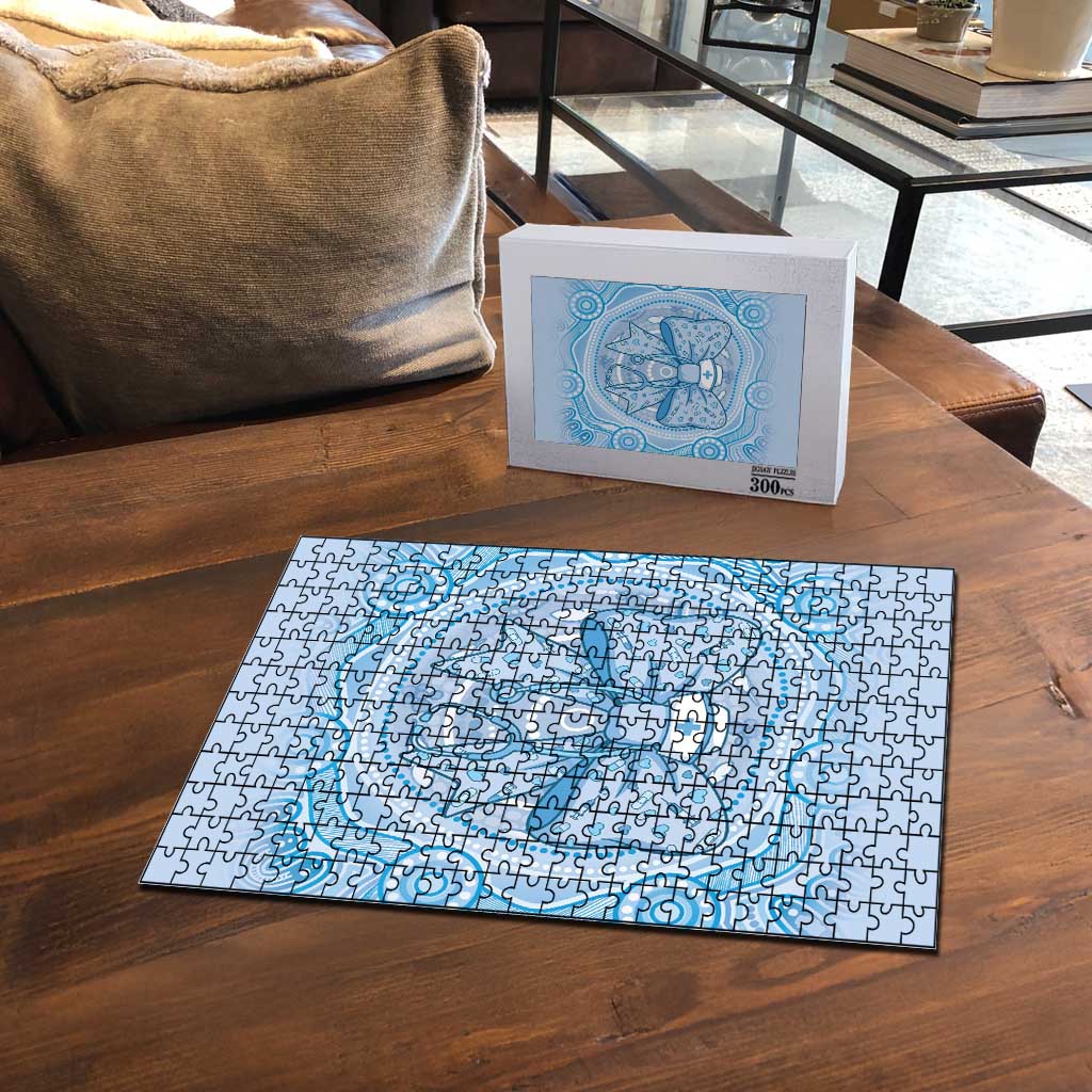 Aussie Nurse Puzzle Blue Stethoscope Coquette Bow Aboriginal Dot Art
