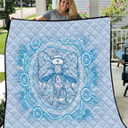 Aussie Nurse Quilt Blue Stethoscope Coquette Bow Aboriginal Dot Art