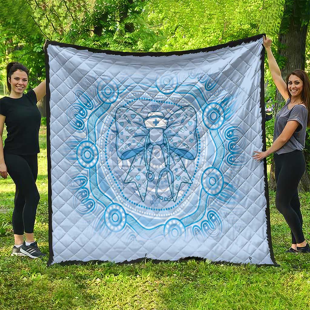 Aussie Nurse Quilt Blue Stethoscope Coquette Bow Aboriginal Dot Art