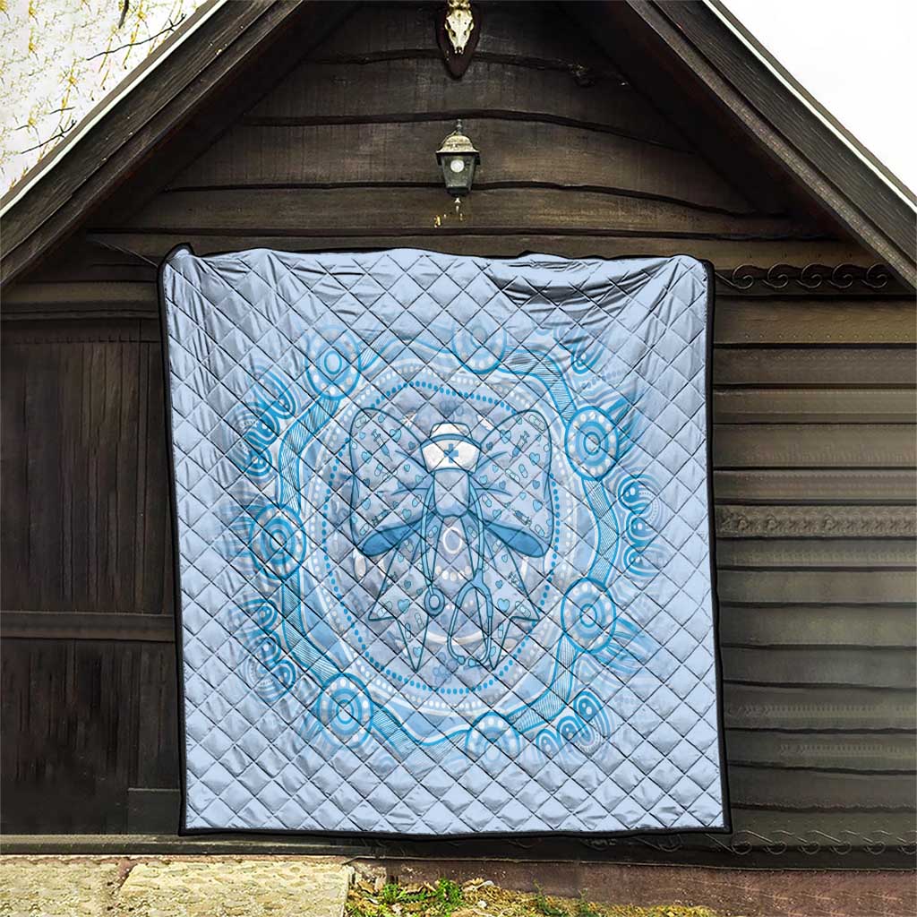 Aussie Nurse Quilt Blue Stethoscope Coquette Bow Aboriginal Dot Art