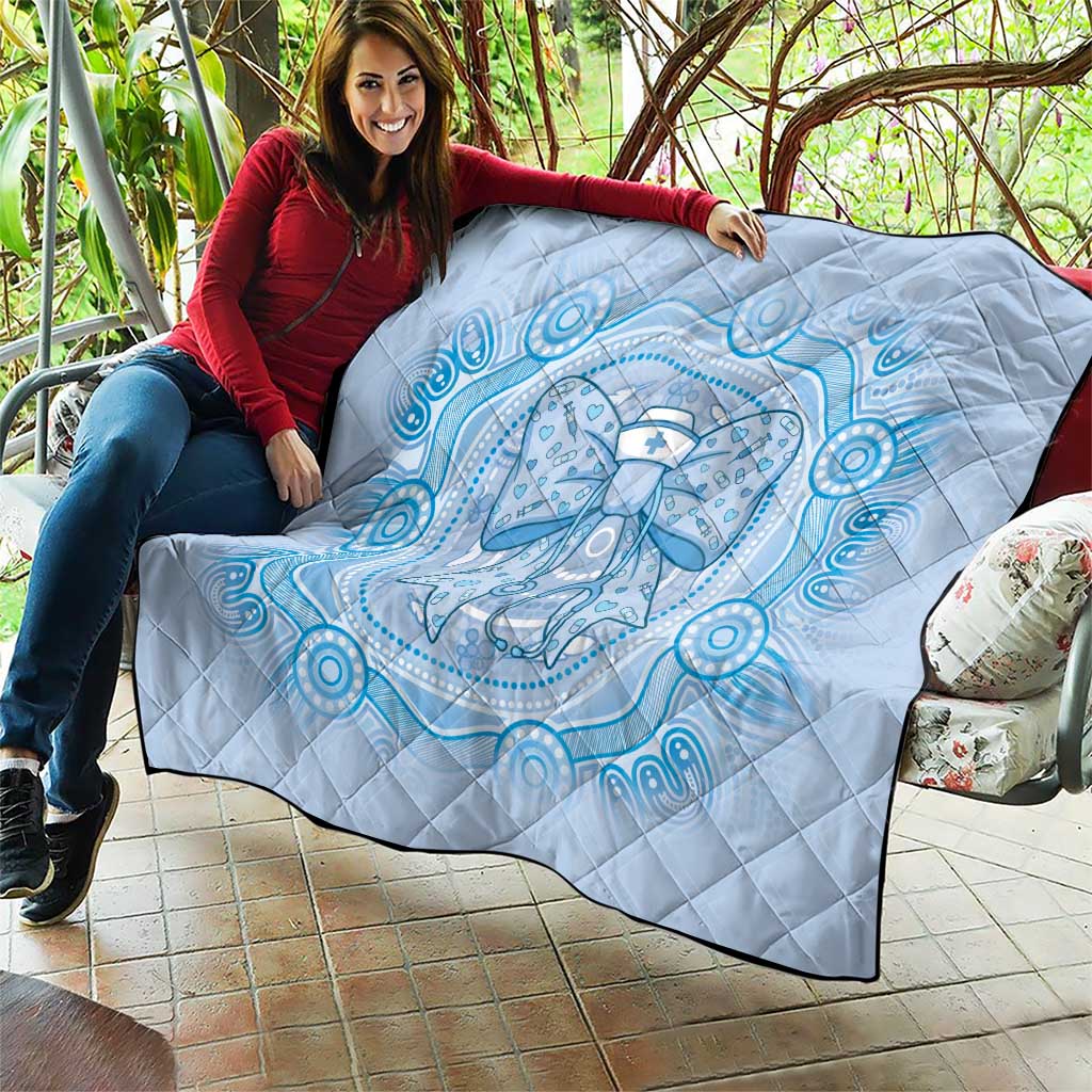 Aussie Nurse Quilt Blue Stethoscope Coquette Bow Aboriginal Dot Art
