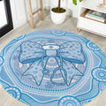 Aussie Nurse Round Carpet Blue Stethoscope Coquette Bow Aboriginal Dot Art