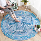 Aussie Nurse Round Carpet Blue Stethoscope Coquette Bow Aboriginal Dot Art