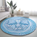Aussie Nurse Round Carpet Blue Stethoscope Coquette Bow Aboriginal Dot Art
