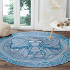 Aussie Nurse Round Carpet Blue Stethoscope Coquette Bow Aboriginal Dot Art