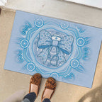 Aussie Nurse Rubber Doormat Blue Stethoscope Coquette Bow Aboriginal Dot Art