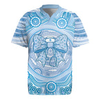 Aussie Nurse Personalised Rugby Jersey Blue Stethoscope Coquette Bow Aboriginal Dot Art