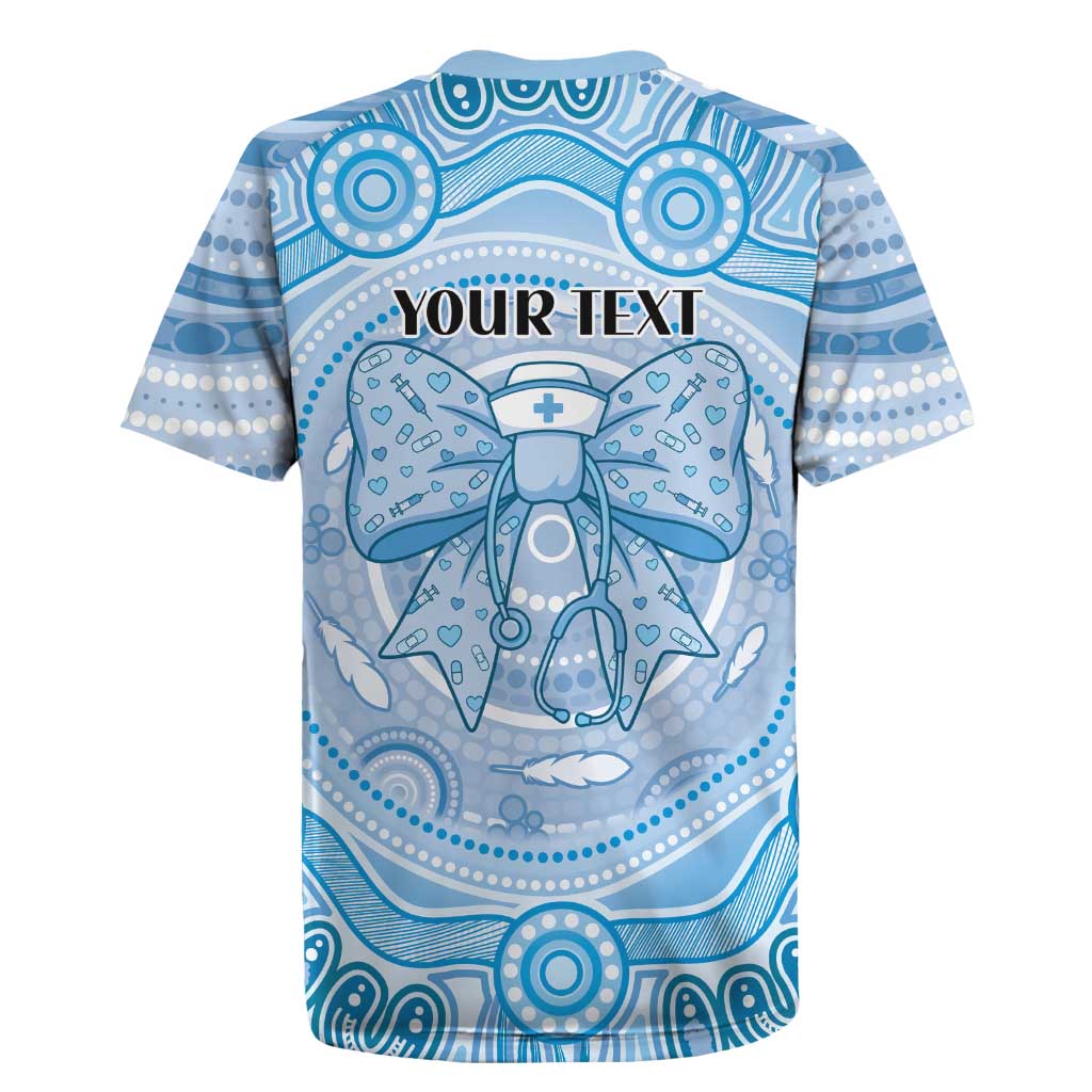 Aussie Nurse Personalised Rugby Jersey Blue Stethoscope Coquette Bow Aboriginal Dot Art