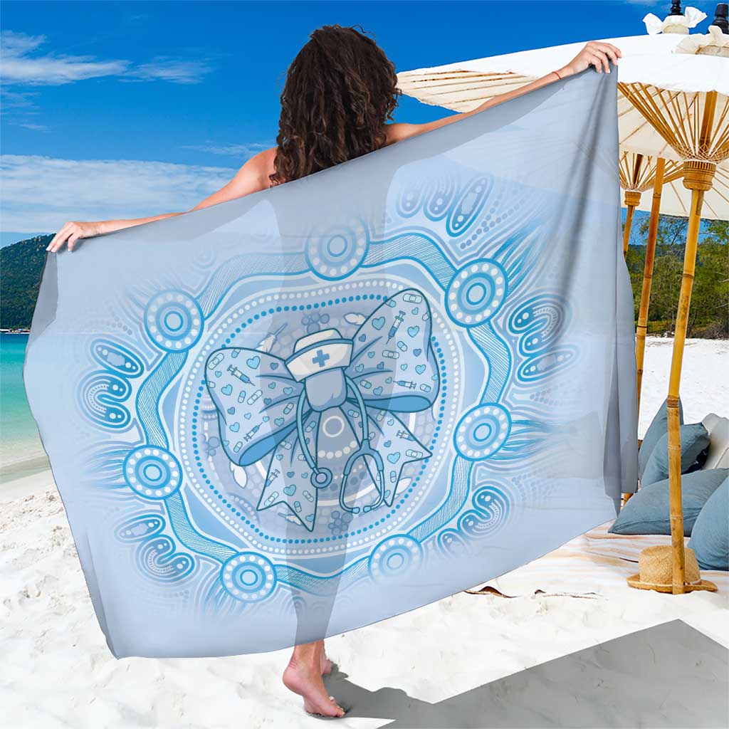 Aussie Nurse Sarong Blue Stethoscope Coquette Bow Aboriginal Dot Art