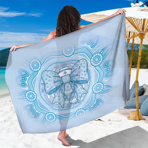 Aussie Nurse Sarong Blue Stethoscope Coquette Bow Aboriginal Dot Art