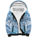Aussie Nurse Personalised Sherpa Hoodie Blue Stethoscope Coquette Bow Aboriginal Dot Art