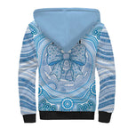 Aussie Nurse Personalised Sherpa Hoodie Blue Stethoscope Coquette Bow Aboriginal Dot Art