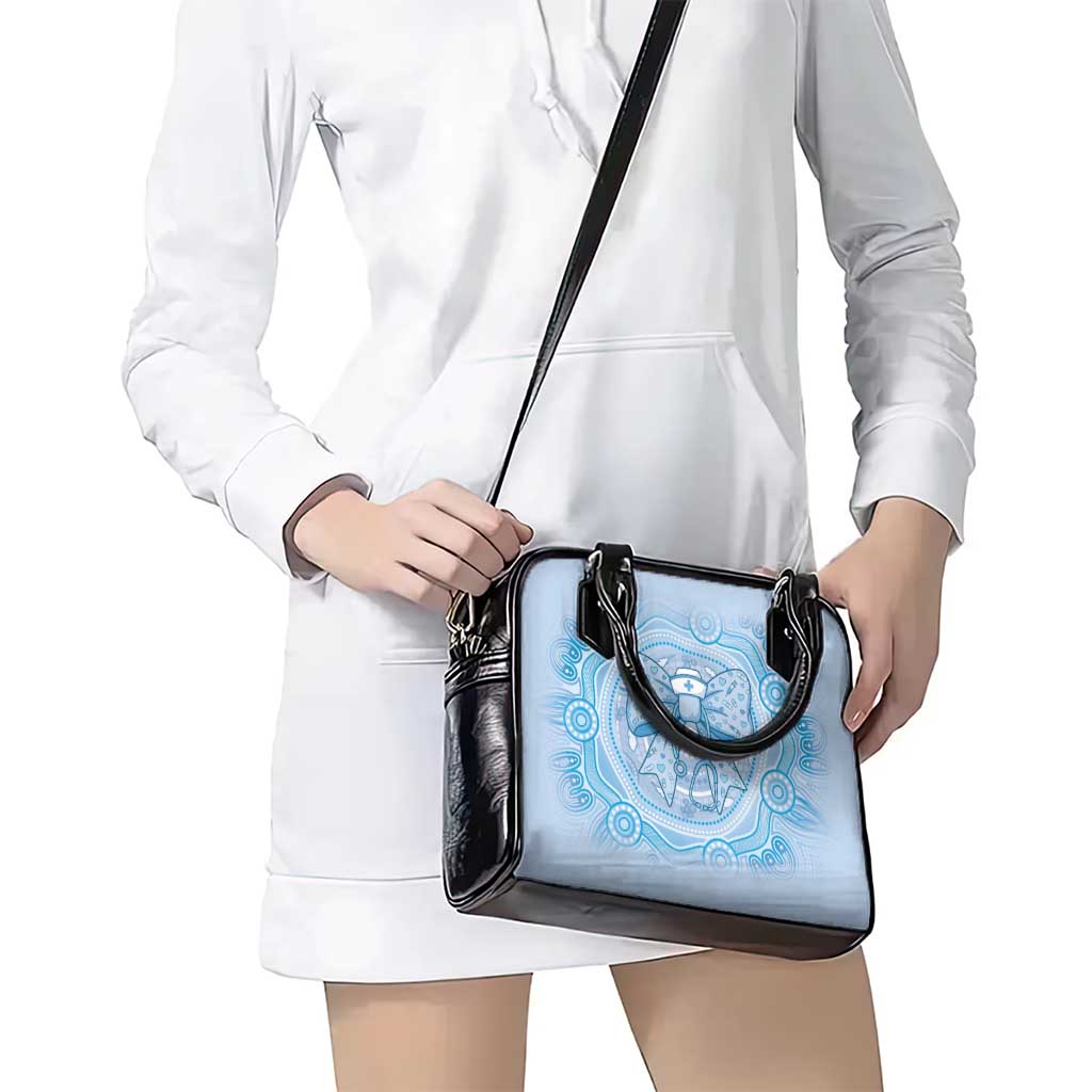 Aussie Nurse Shoulder Handbag Blue Stethoscope Coquette Bow Aboriginal Dot Art